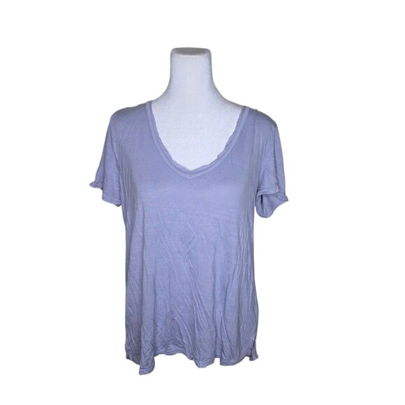 PST Los Angeles Short Sleeve VNeck Brushed Cotton TShirt Womens Size M Purple - Picture 1 of 7